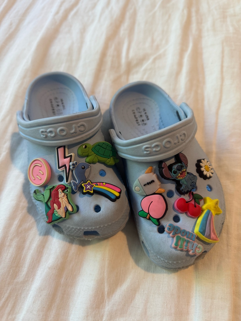 CROCS Kids Light Blue with Colorful Jibbitz Charms